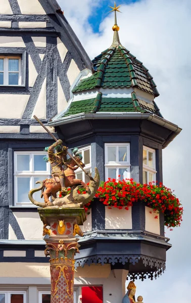 Вид Каменные Башни Средневековые Здания Историческом Городе Ротенбург Дер Таубер — стоковое фото