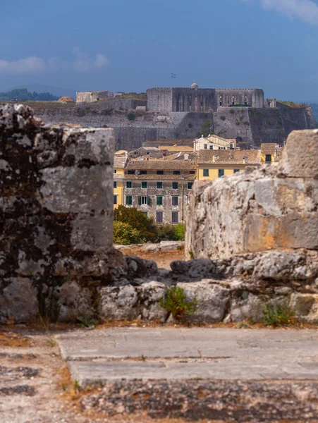 Kerkyra 'nın tarihi bölümünün havadan görünüşü. Yunanistan. — Stok fotoğraf