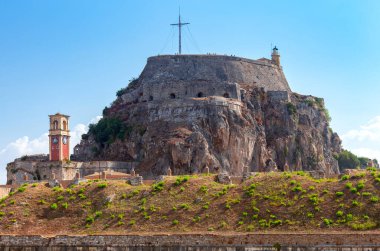Güneşli bir günde eski kale. Kerkyra. Yunanistan. Korfu.