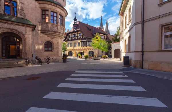 Old Traditional Medieval Street Sunny Day Rothenburg Der Tauber Bavaria — Stock Photo, Image