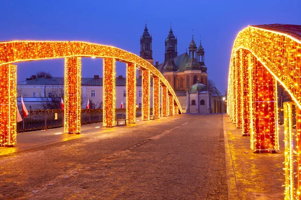 Cathedral Tumskiy Island Bishop Jordan Bridge Poznan Poland — Stockfoto