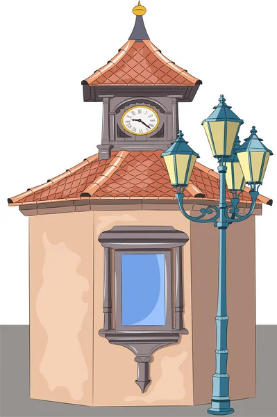 Nuremberg. An old stone clock tower and a traditional medieval lantern. — Stock Vector