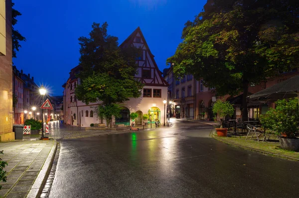 Alte Mittelalterliche Gebäude Historischen Teil Der Stadt Bei Sonnenuntergang Nürnberg — Stockfoto