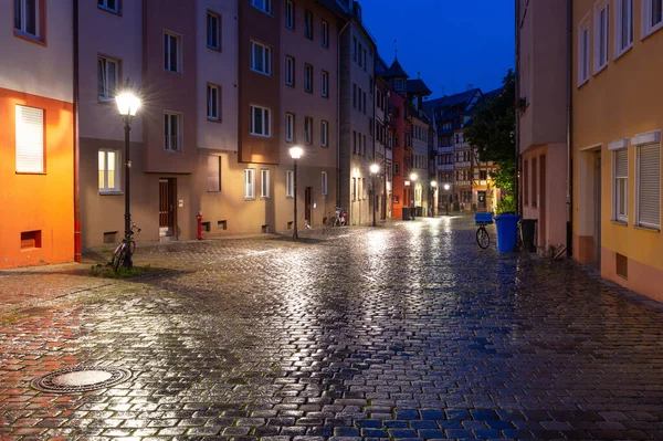 Gamla Medeltida Byggnader Den Historiska Delen Staden Vid Solnedgången Nürnberg — Stockfoto