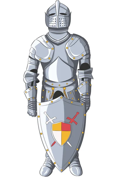 Armadura medieval de caballeros cruzados de metal. Ilustración vectorial. — Vector de stock