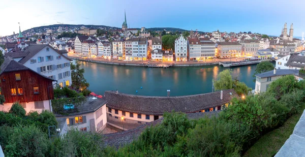 Zurich. Panoramic aerial view of the city at sunset. — Stock Photo, Image