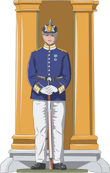 Garde Royale Suédoise Uniforme Traditionnel Casque Service Stockholm Suède — Image vectorielle