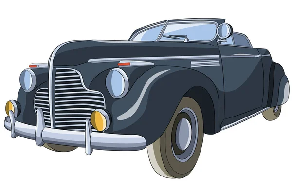 Svart Retro Bil Cabriolet Vektorillustration — Stock vektor