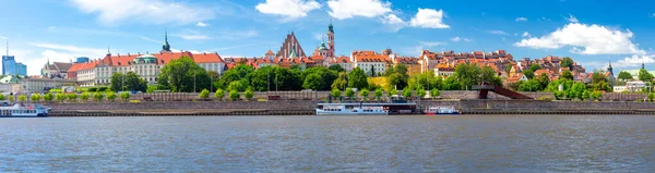 Panorama Beautiful Facades Old Medieval Houses Waterfront Warsaw Poland — 图库照片