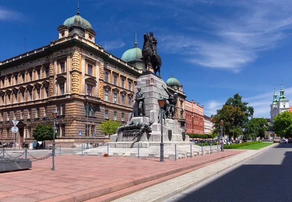 Kilátás Jan Matejka Térre Óvárosban Egy Napos Reggelen Krakkó — Stock Fotó