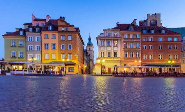 Den Centrala Staden Castle Square Natten Belysning Warszawa Polen — Stockfoto