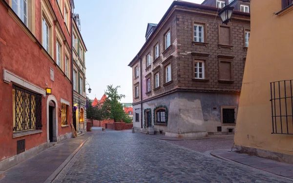 Scenic View Old Street Center Old City Dawn Warsaw Poland — Stock Photo, Image