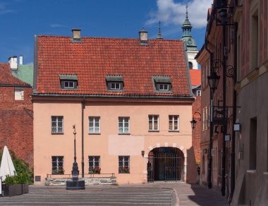 Scenic view of the old street in the center of the old city at dawn. Warsaw. Poland.