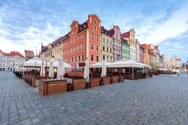 Multicolored Facades Old Medieval Houses Market Square Wroclaw Poland — Stockfoto