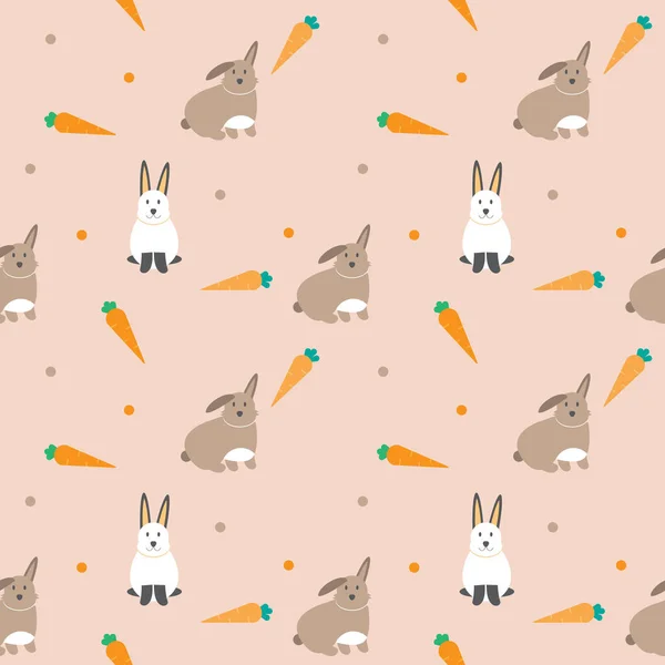 Кролик Морковь Милая Ткань Бесшовный Милый Узор — стоковый вектор
