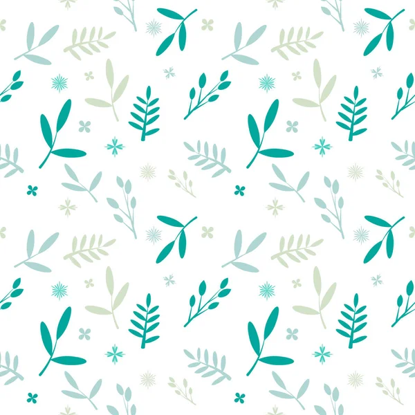 Зеленый Классический Лист Бесшовный Белом Фоне Ткани Узор — стоковый вектор