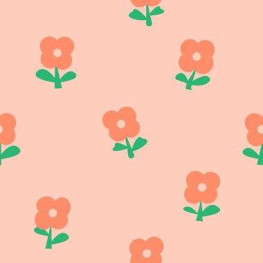 sevimli pembe çiçek kumaş deseni veya dijital kağıt için dikişsiz