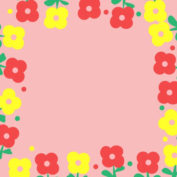Милые Цветочные Рамки Розовом Фоне — стоковый вектор