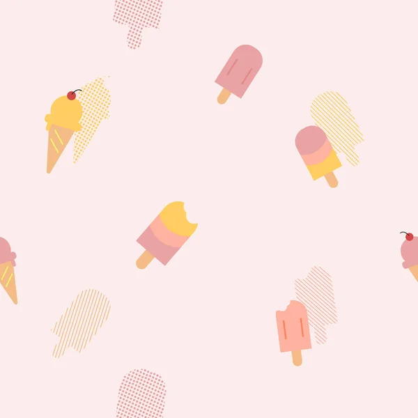 Pastel Ice Cream Polka Dot Seamless Background Fabric Pattern — Stock Vector