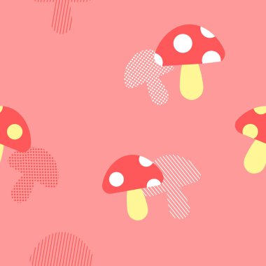 şirin mantar ve puantiyeli kumaş deseni için pürüzsüz arkaplan