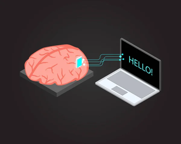 脳の電気活動とコンピュータなどの外部装置との間の直接的な通信経路です — ストックベクタ