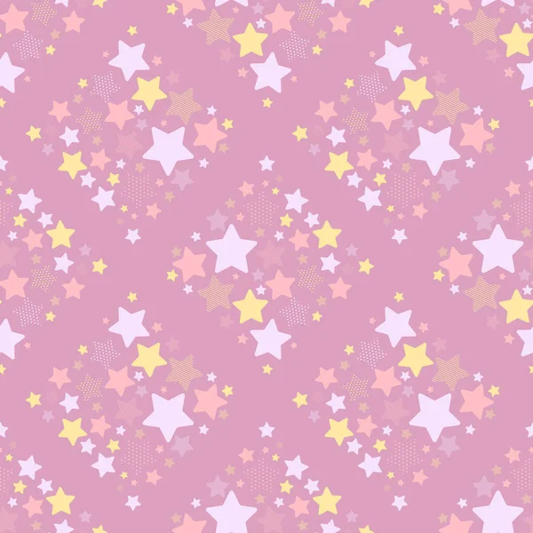 Pastel Star Polka Dot Square Shape Seamless Background Fabric Pattern — ストックベクタ