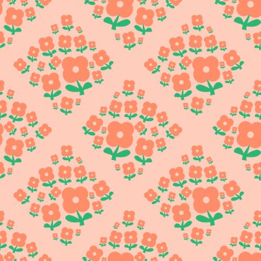 sevimli pembe çiçek kumaş deseni veya dijital kağıt için dikişsiz