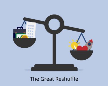 the great Reshuffle for those who want meaning over money or preparing for the career paths that best match their needs clipart