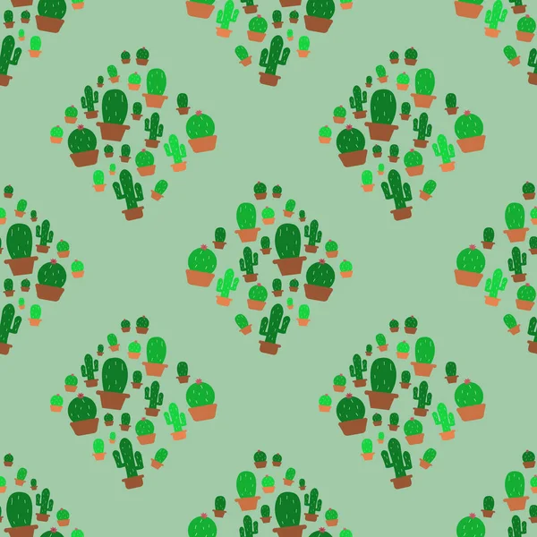 Cute Cactus Square Pattern Seamless Background Fabric Pattern — Archivo Imágenes Vectoriales