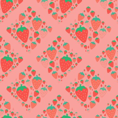 pastel strawberry in square shape seamless background for fabric pattern