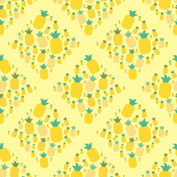 Cute Pineapple Square Shape Seamless Background Fabric Pattern — Stock Vector