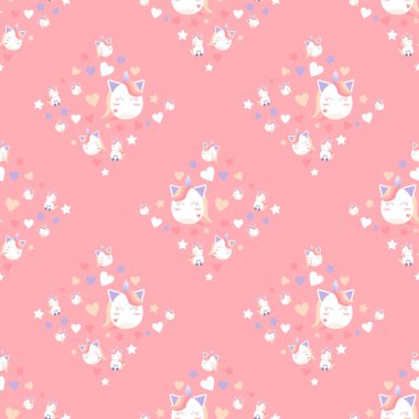 Pastel tek boynuzlu at kare şeklinde, kumaş deseni için pürüzsüz arkaplan