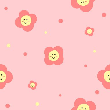 sevimli pembe çiçek kumaş deseni veya dijital kağıt için dikişsiz