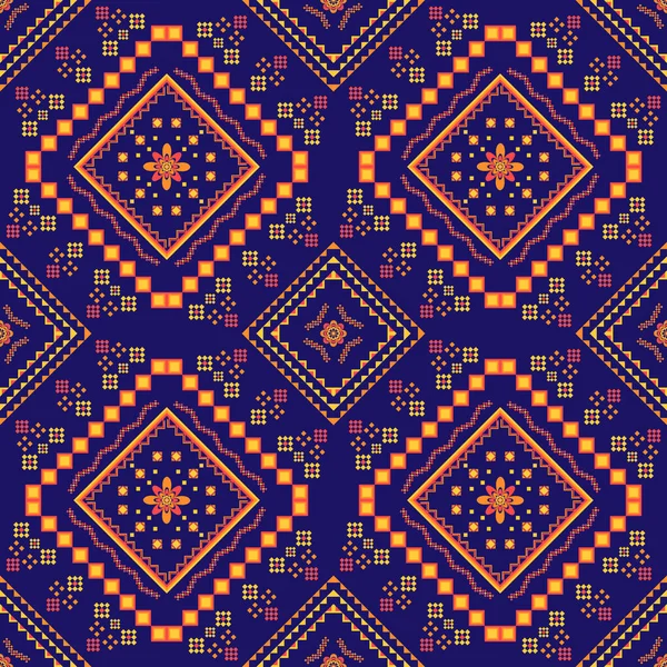 Geometrik dikişsiz kare kumaş desenli renkli etnik desen