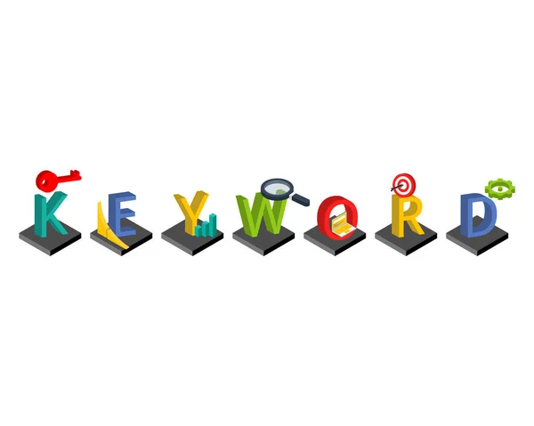 Keyword Describe Word Group Words Internet User Uses Perform Search —  Vetores de Stock