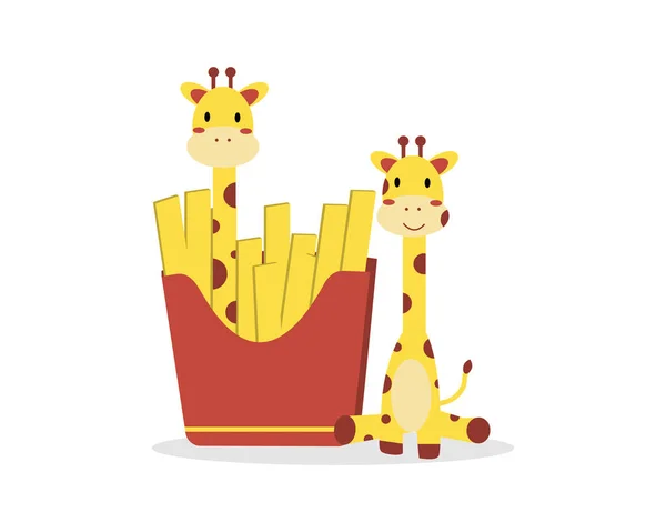 Mignon Girafe Frites Clipart Pour Impression Numérique Chemise — Image vectorielle