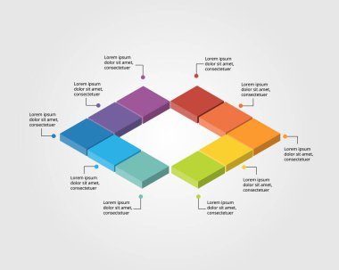 10 öge için sunum için kare grafik şablonu