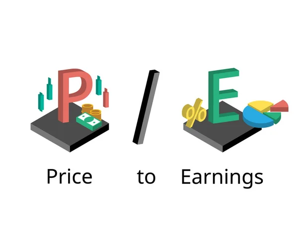 Price Earnings Ratio Een Maatstaf Voor Beleggers Relatieve Waarde Van — Stockvector