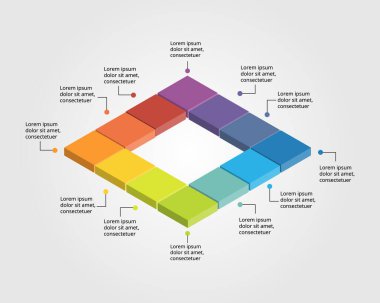 10 öge için sunum için kare grafik şablonu