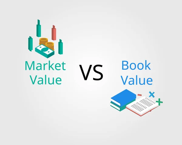 Difference Book Value Market Value — Stock Vector