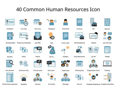 Ortak insan kaynakları şirin düz simge 