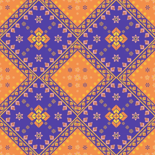 Geometric Flower Ethnic Seamless Pattern Fabric Pattern — Stock Vector