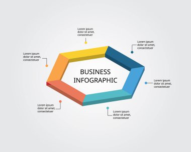 6 öge için bilgi için altıgen şablonu