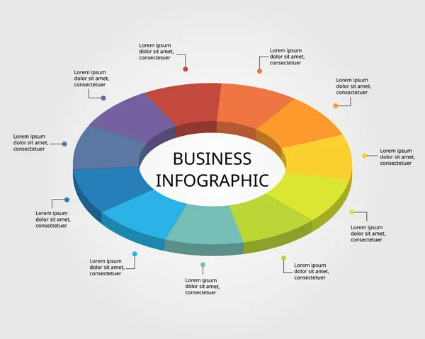 Circle Pie Chart Template Infographic Presentation Element — Διανυσματικό Αρχείο