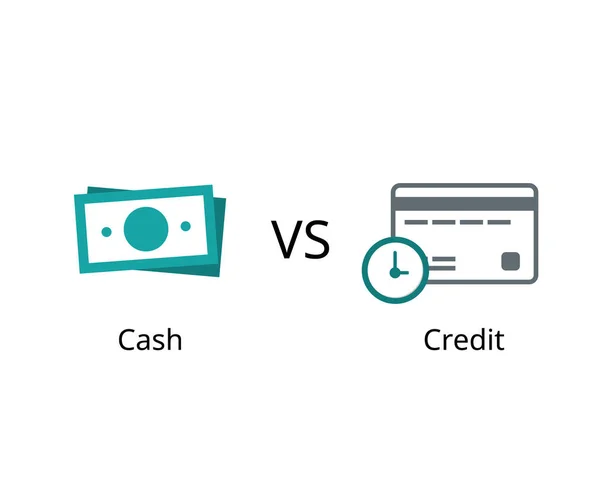 Cash Compare Credit See Difference Payment Term — Vetor de Stock