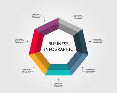 heptagon shape template for infographic for presentation for 7 element