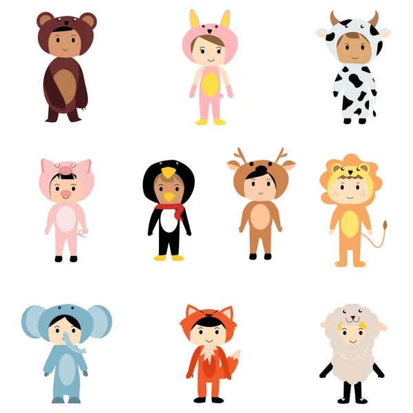 Cute Kid Wearing Animal Costume Cartoon Clipart Element Decoration Your — Wektor stockowy