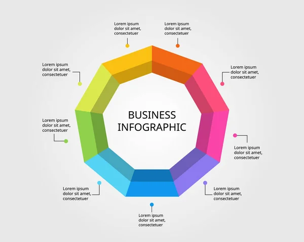 Modèle Étape Nonagon Pour Infographie Pour Présentation Pour Éléments — Image vectorielle