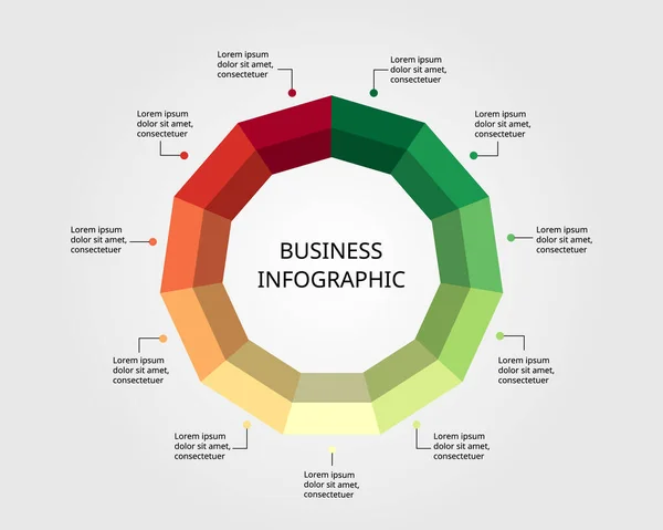 Szablon Kształtu Hendecagon Infografiki Prezentacji Dla Elementów — Wektor stockowy