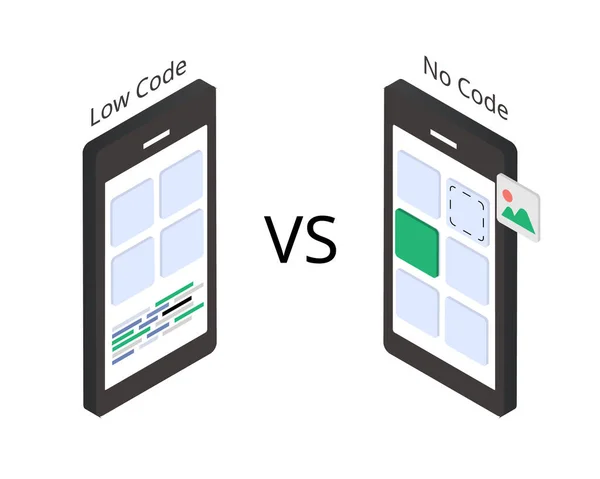 Düşük Kod Code Development Platform Farklarını Karşılaştır — Stok Vektör